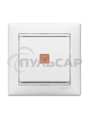 Механизм выключателя 1-кл. СП Valena 10А IP31 с зел. инд. бел. Leg 774410