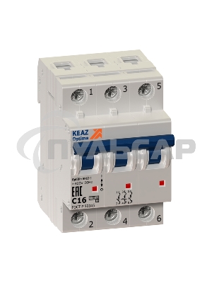 Выключатель автоматический модульный 3п C 25А 6кА OptiDin BM63-3C25-УХЛ3 КЭАЗ 260794