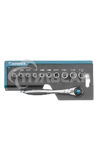 Набор торцевых головок Gross, трещотка 120 зубьев, 12 предметов, 1/4