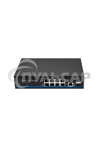 Коммутатор PoE управляемый L2 Gigabit Ethernet на 8 RJ45 PoE + 2 x GE SFP порта. Порты: 8 x GE (10/100/1000 Base-T) с поддержкой PoE (IEEE 802.3af/at), 2 x GE SFP (1000 Base-X). Соответствует стандартам PoE IEEE 802.3af/at. Автоматическое определение и ре