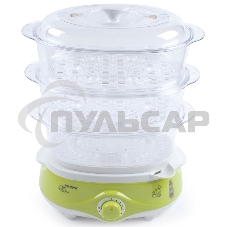 Пароварка Endever Vita-171, белый/зеленый, мощность 1000 Вт, объем 11 л