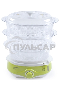 Пароварка Endever Vita-171, белый/зеленый, мощность 1000 Вт, объем 11 л