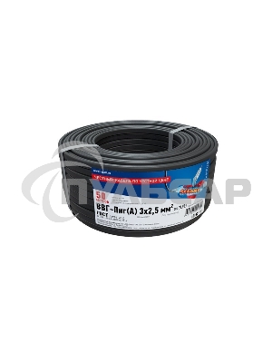 Кабель силовой медный ВВГ-Пнг(А) 3x2,5 мм², длина 50 метров, ГОСТ 31996-2012, ТУ 16-705.499-2010 Rexant