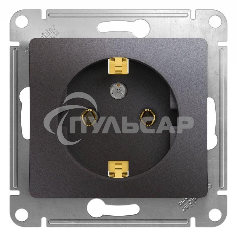Механизм розетки 1-м Glossa 16А 250В с заземл. графит SchE GSL001343