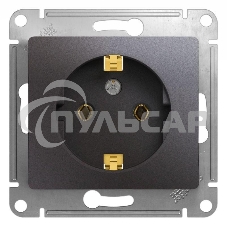 Механизм розетки 1-м Glossa 16А 250В с заземл. графит SchE GSL001343
