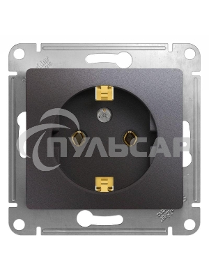 Механизм розетки 1-м Glossa 16А 250В с заземл. графит SchE GSL001343