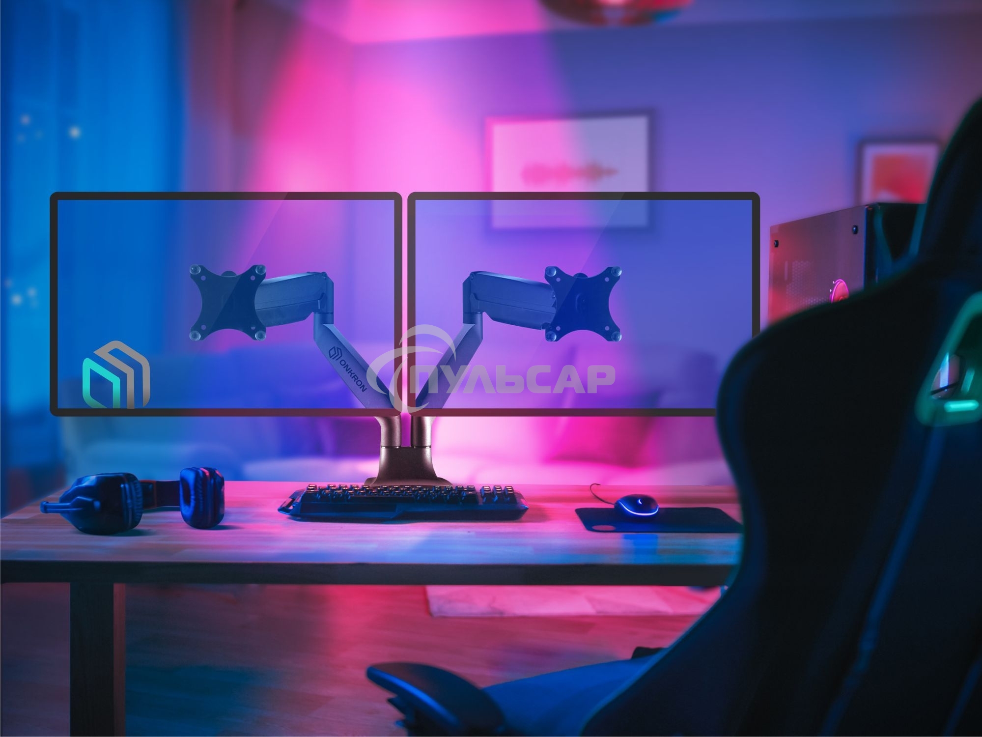 Кронштейн для 2 мониторов ONKRON G200 для монитора 13