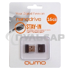 Флешка USB QUMO 16 Gb, NANO QM16GUD-NANO-B черный