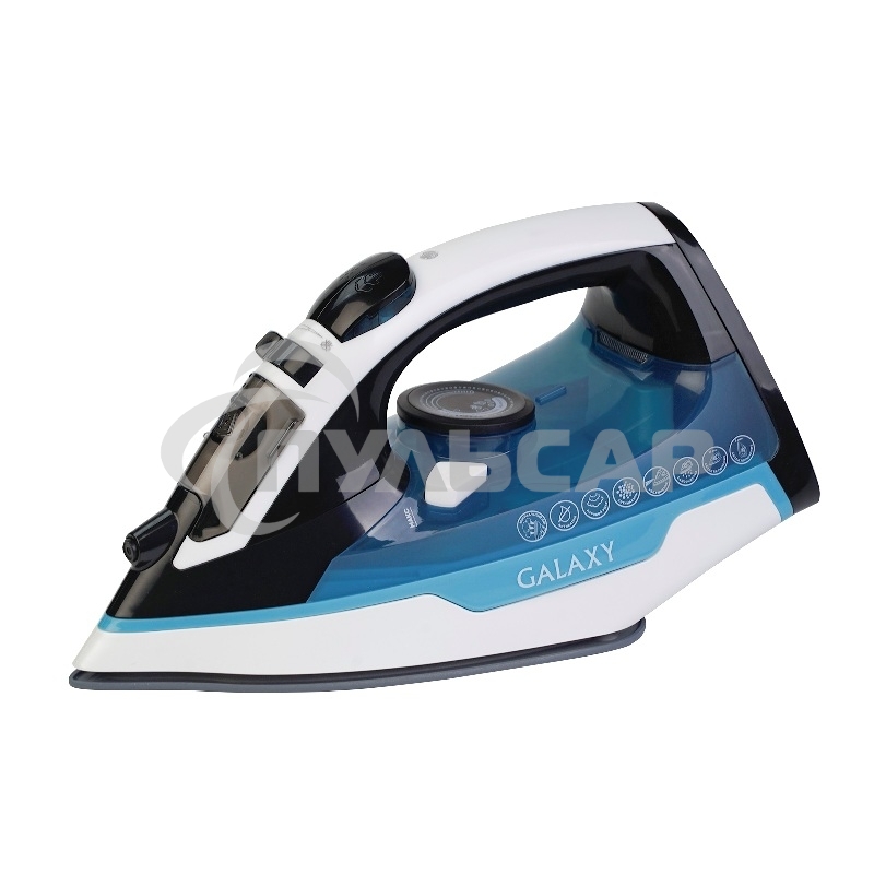 Утюг беспроводной Galaxy GL 6151, белый с голубым, паровой, 2200 Вт, функции: автоотключение, самоочистка, антикапля, антинакипь, функция увлажнения, вертикальное отпаривание, индикатор нагрева, защита от перегрева, резервуар для воды 320 мл, керамическое