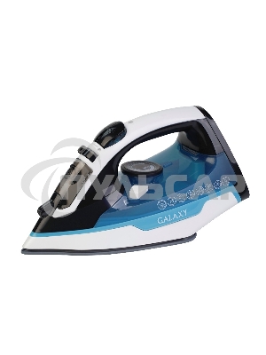 Утюг беспроводной Galaxy GL 6151, белый с голубым, паровой, 2200 Вт, функции: автоотключение, самоочистка, антикапля, антинакипь, функция увлажнения, вертикальное отпаривание, индикатор нагрева, защита от перегрева, резервуар для воды 320 мл, керамическое