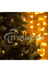 Елочная гирлянда с кольцом, 7 нитей по 1,5 метра, цвет диодов теплый белый, не соединяется