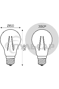 Лампа светодиодная Gauss 102802206LED Filament А60 Е27 6Вт 4100к 1/10/40