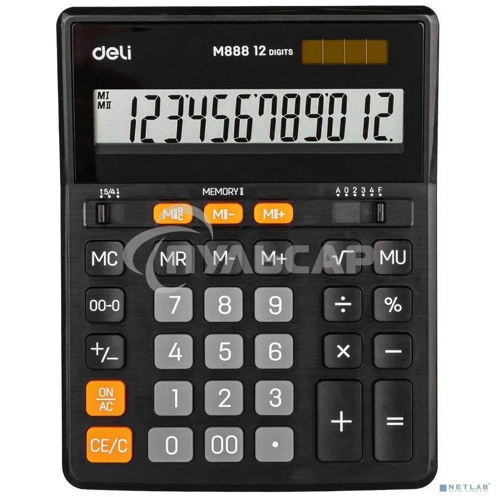 Калькулятор настольный Deli EM888 черный 12-разр.