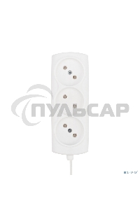 Удлинитель PROconnect STANDARD 3 гнезда, 1.5 м, 2х0.75 мм², б/з, белый