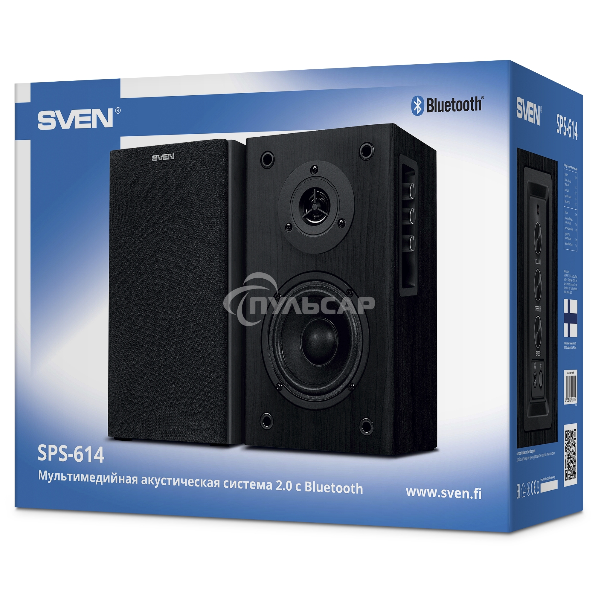 Колонки Sven SPS-614 2.0 (2x20W, Bluetooth, дерево, black)