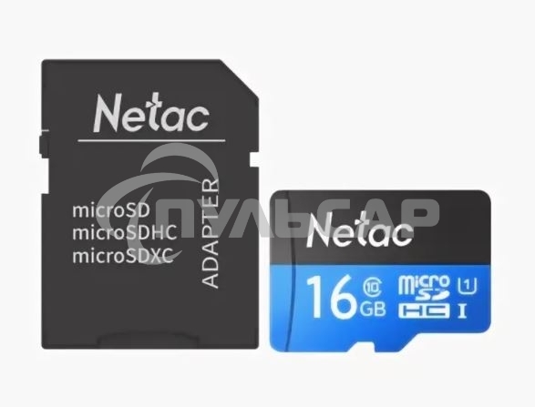 Флеш карта microSDHC 16Gb Netac P500 <NT02P500STN-016G-R> (с SD адаптером) 80Mb/s