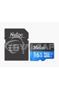 Флеш карта microSDHC 16Gb Netac P500 <NT02P500STN-016G-R> (с SD адаптером) 80Mb/s