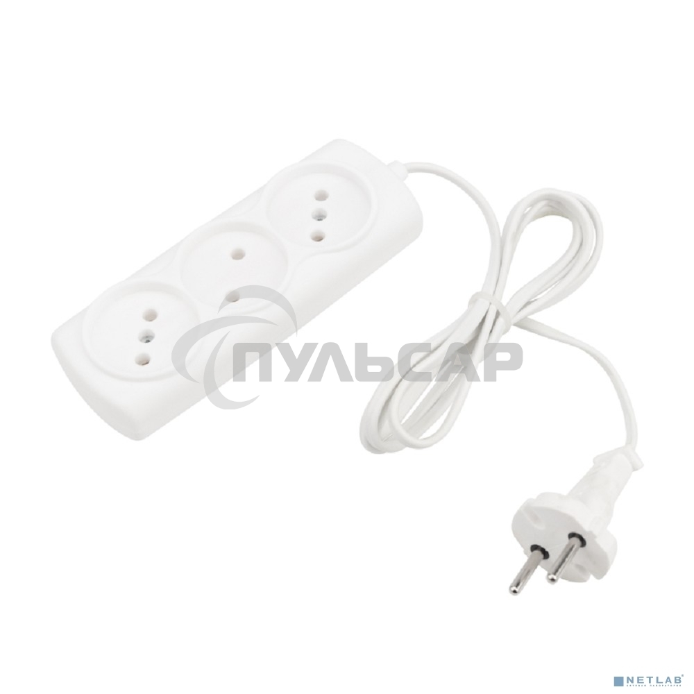 Удлинитель PROconnect STANDARD 3 гнезда, 1.5 м, 2х0.75 мм², б/з, белый