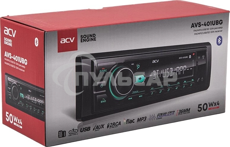 Автомагнитола ACV AVS-401UBG 1DIN 4x50Вт v5.0 AUX 2 (43342)
