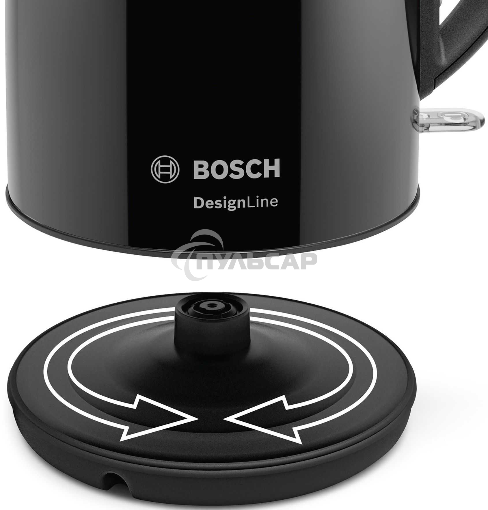 Чайник электрический Bosch TWK3P423 1.7л. 2400Вт черный (корпус: нержавеющая сталь)