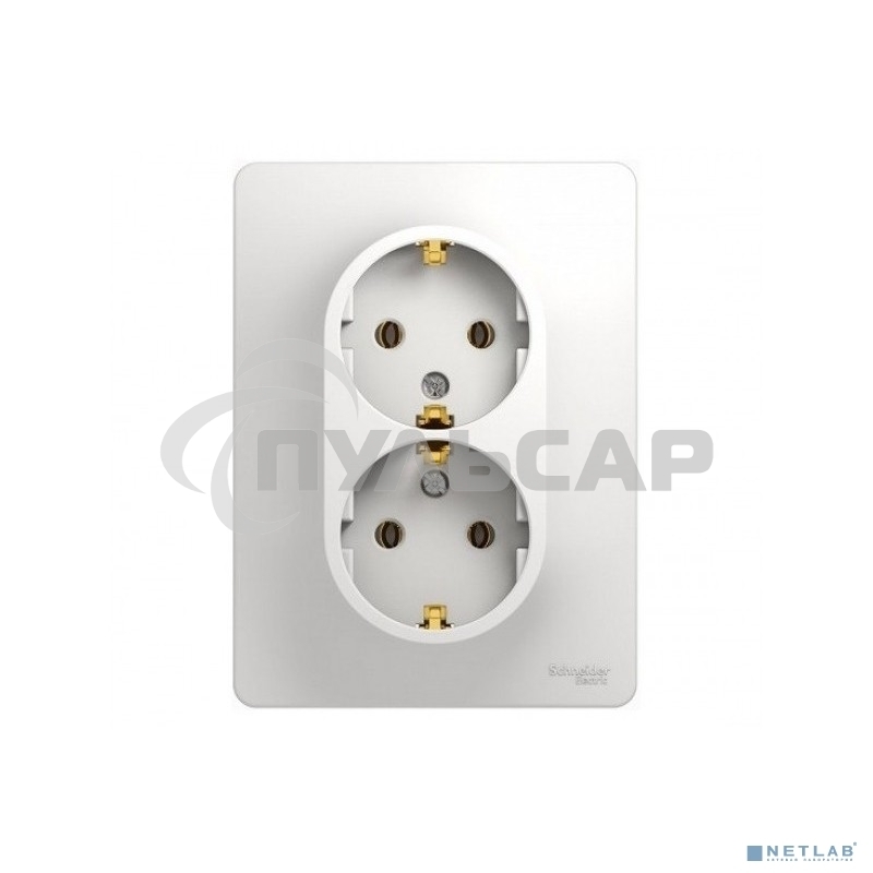 Розетка 2-м СП Glossa с заземл. в сборе бел. SchE GSL000124