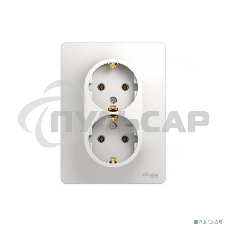 Розетка 2-м СП Glossa с заземл. в сборе бел. SchE GSL000124