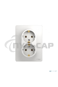 Розетка 2-м СП Glossa с заземл. в сборе бел. SchE GSL000124