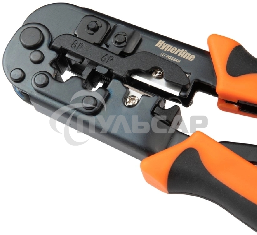 Инструмент обжимной Hyperline HT-N5684R для RJ-45/RJ-12/RJ-11 синий/оранжевый
