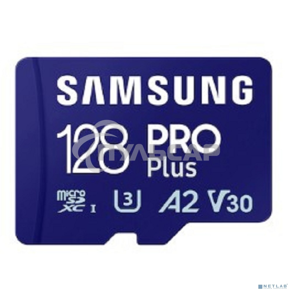 Флеш карта microSDXC 128GB Samsung PRO Plus Class 10, A2, V30, UHS-I (U3), W 130 МБ/с, R 180 МБ/с, <MB-MD128SA/KR> адаптер на SD