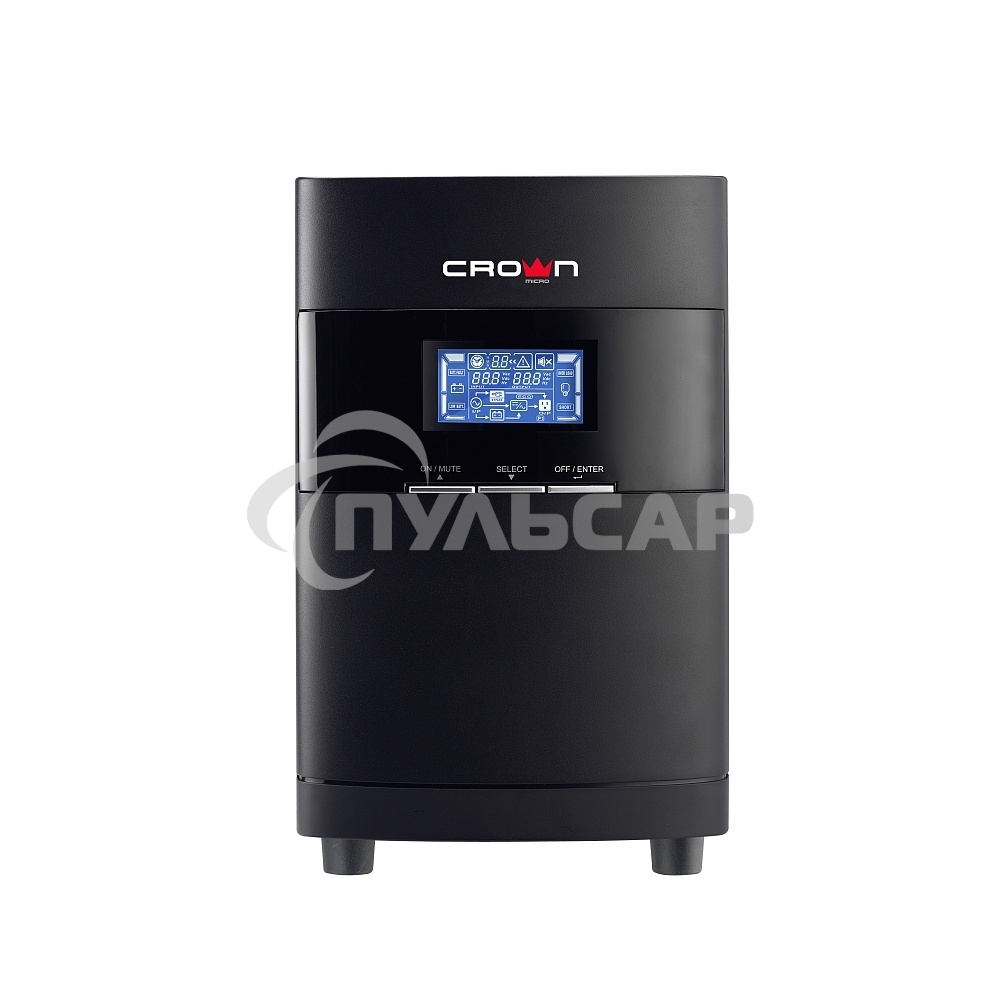 Источник бесперебойного питания CROWN On-Line CMUOA-350-1K EURO 1000VA/900W, корпус металл, TOWER, АКБ 3*12V/7AH, PF-0.9, AVR 110-300V, порт RJ-11/45+USB/RS-232, EPO, розетки 2*EURO, входной кабель 2 м, вентилятор охлаждения, автомат, слот для SNMP, порт 