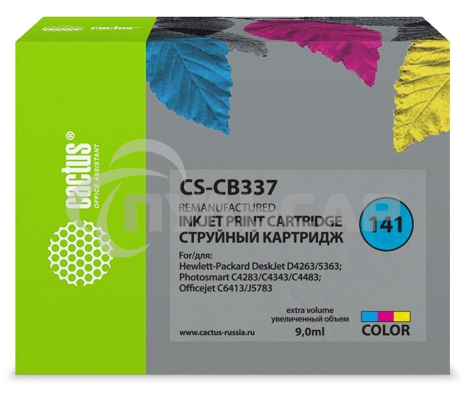 Картридж струйный Cactus CS-CB337 №141 трехцветный (9 мл.) для HP DJ D4263/D4363/D5360/DJ J5783/J6413