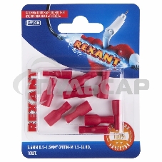 Клемма плоская Rexant, полностью изолированная гнездо - 5.6 мм, 0.5-1.5 мм², (РППи-м 1.5-(4.8) / FDFD1.25-187(8)), в упак. 10 шт.