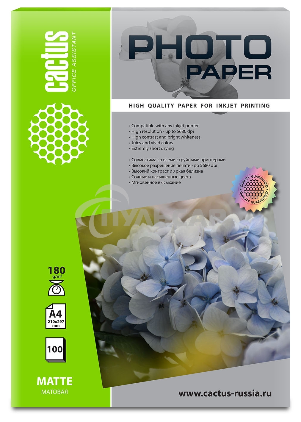 Фотобумага Cactus CS-MA4180100 A4/180г/м2/100л./белый матовое для струйной печати
