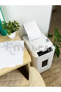 Шредер Heleos АП40-5 белый с автоподачей (секр.P-5) фрагменты 180лист. 37лтр. скрепки скобы пл.карты