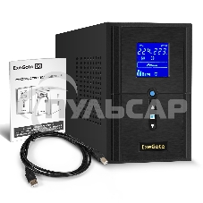 Источник бесперебойного питания (инвертор, синус, для котла) ExeGate SineTower SN-1000.LCD.AVR.2SH.1C13.USB 1000VA/800W, чистая синусоида, LCD дисплей, AVR, 2*Schuko+1*C13, USB, линейно-интерактивный, черный