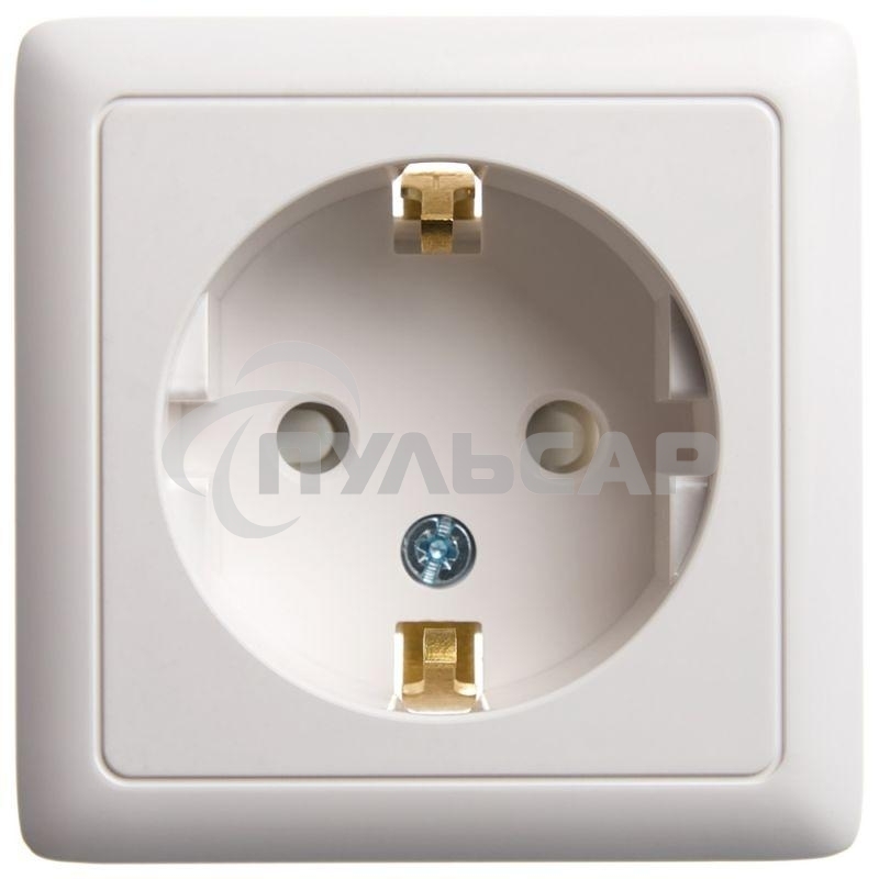 Розетка 1-м ОП Хит 16А 250В защ. шторки с заземл. белый  SchE RA16-138-B