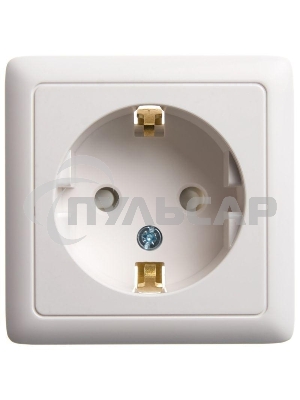 Розетка 1-м ОП Хит 16А 250В защ. шторки с заземл. белый  SchE RA16-138-B