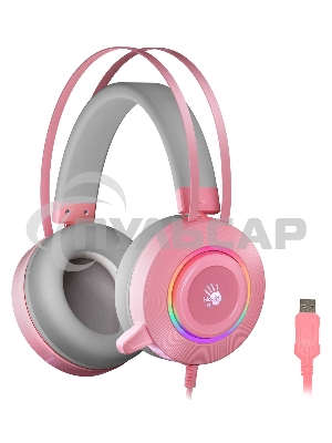 Наушники с микрофоном A4 Bloody G521 розовый 2.3м мониторные USB оголовье (G521 (PINK))