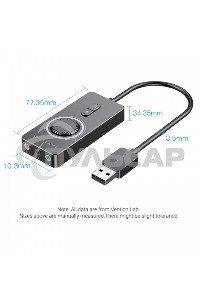 Внешняя звуковая карта Vention USB c регулятором громкости Черная