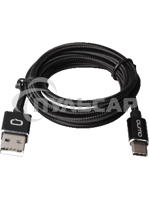 Кабель Qumo Type-С кабель, 1м, USB 2.0, 5В, 2А, 10Вт, PVC оплетка, PVC molded коннектор, черный