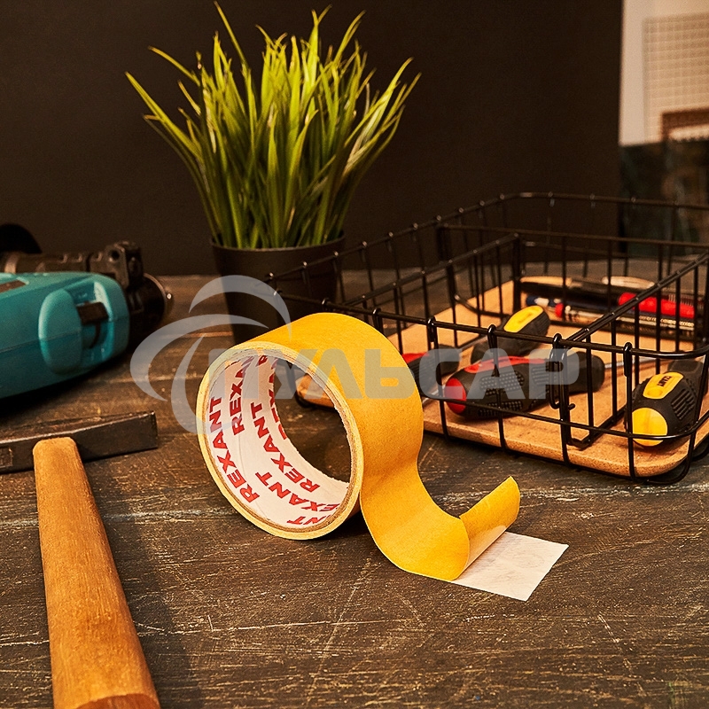 Двухсторонний скотч Rexant, полипропиленовая основа, 48 мм, ролик 5 м