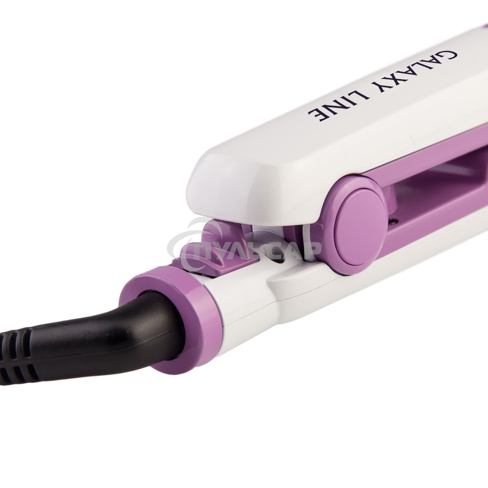 Щипцы для волос Galaxy Line GL 4516, фиолетовый, 45 Вт, максимальная температура 200°С, система ультразвукового распыления воды, съемный резервуар для воды, нагр. элемент с защитой от перегрева, пластины с керам. покрытием, ЖК-дисплей с индикацией темпера