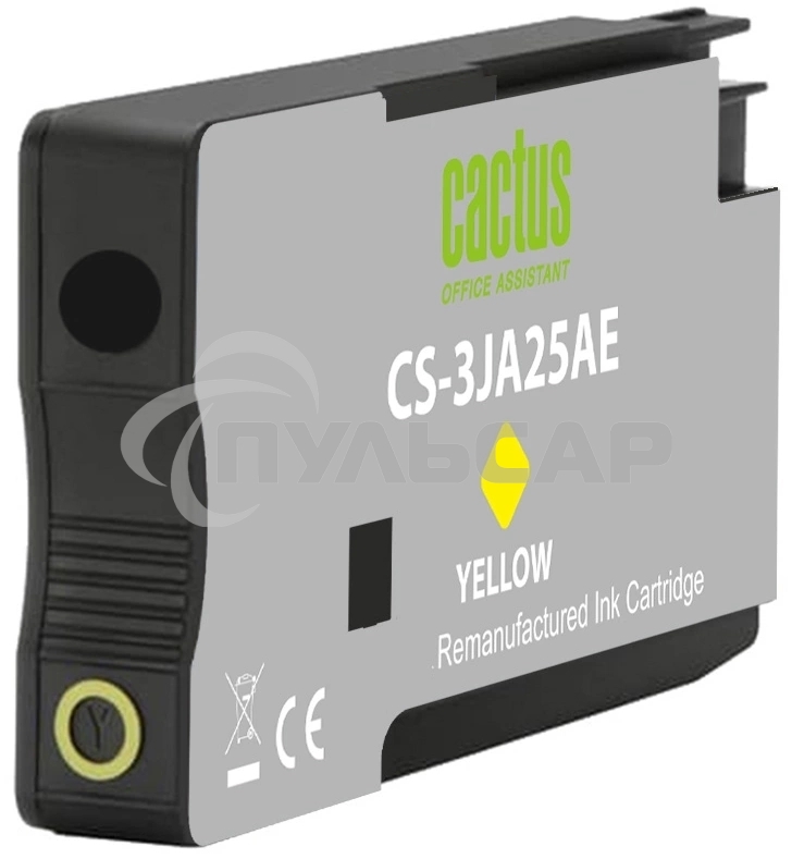 Картридж струйный Cactus CS-3JA25AE 963 желтый пигментный (11 мл) для HP OfficeJet 9010/9012/9013/9014/9015/9016/9019/9020/9025