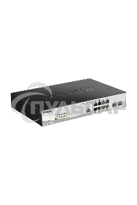 Коммутатор D-Link DGS-1210-10P/ME/B1A Управляемый 2 уровня с 8 портами 10/100/1000Base-T с поддержкой PoE и 2 портами 1000Base-X SFP