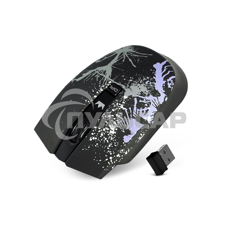 Мышь беспроводная Crown CMM-930W черный, 1600 dpi, радиоканал, USB, кнопки - 4