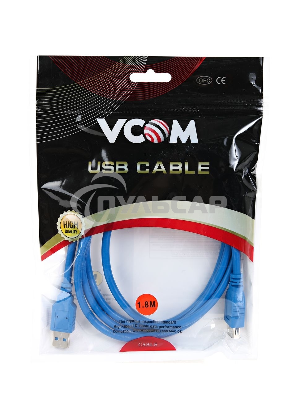 Кабель VCOM VUS7065-1.8M Кабель удлинительный USB3.0 Am-Af 1,8m