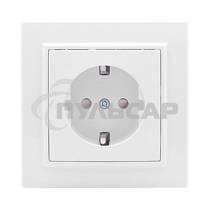 Розетка 1-местная СП с заземлением 16А белая с защ. штор. EKF Basic Минск