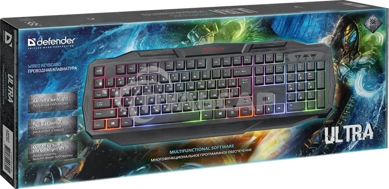 Клавиатура проводная Defender Ultra HB-330L RU, USB, черный