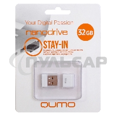 Флешка USB 2.0 QUMO 32 Gb, NANO QM32GUD-NANO-W белый