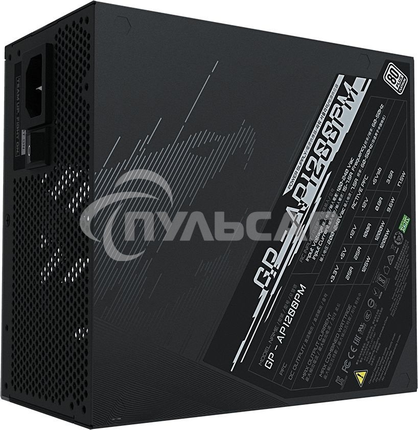 Блок питания Gigabyte GP-AP1200PM, 1200Вт, 80 PLUS Platinum, 140мм, модульный, черный